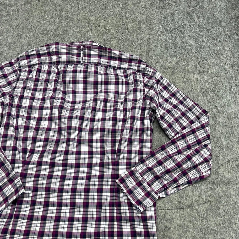 Banana Republic Shirt Mens Medium Purple Plaid Grant Fit Custom 078 Cotton Work